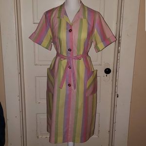 1950s style colorful striped dress